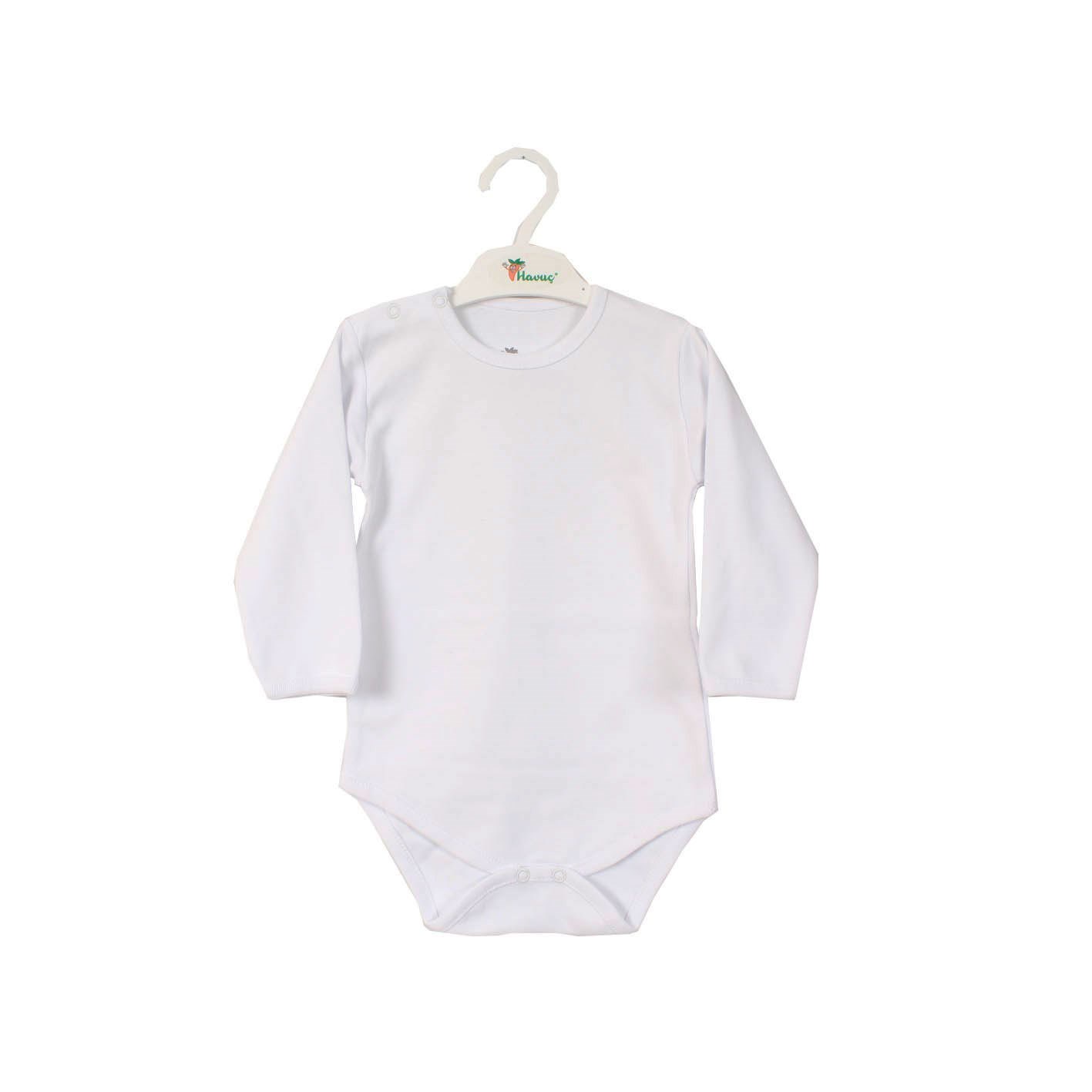 Havuç K128 Kollu Çıtçıtlı Bebek Body Beyaz