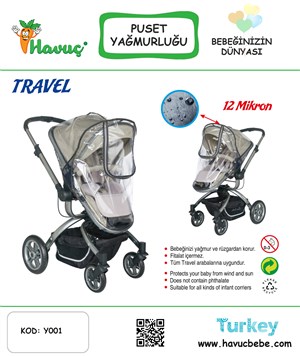 Havuç Y001 Lüks Travel Bebek Arabası Yağmurluk 12 Mik